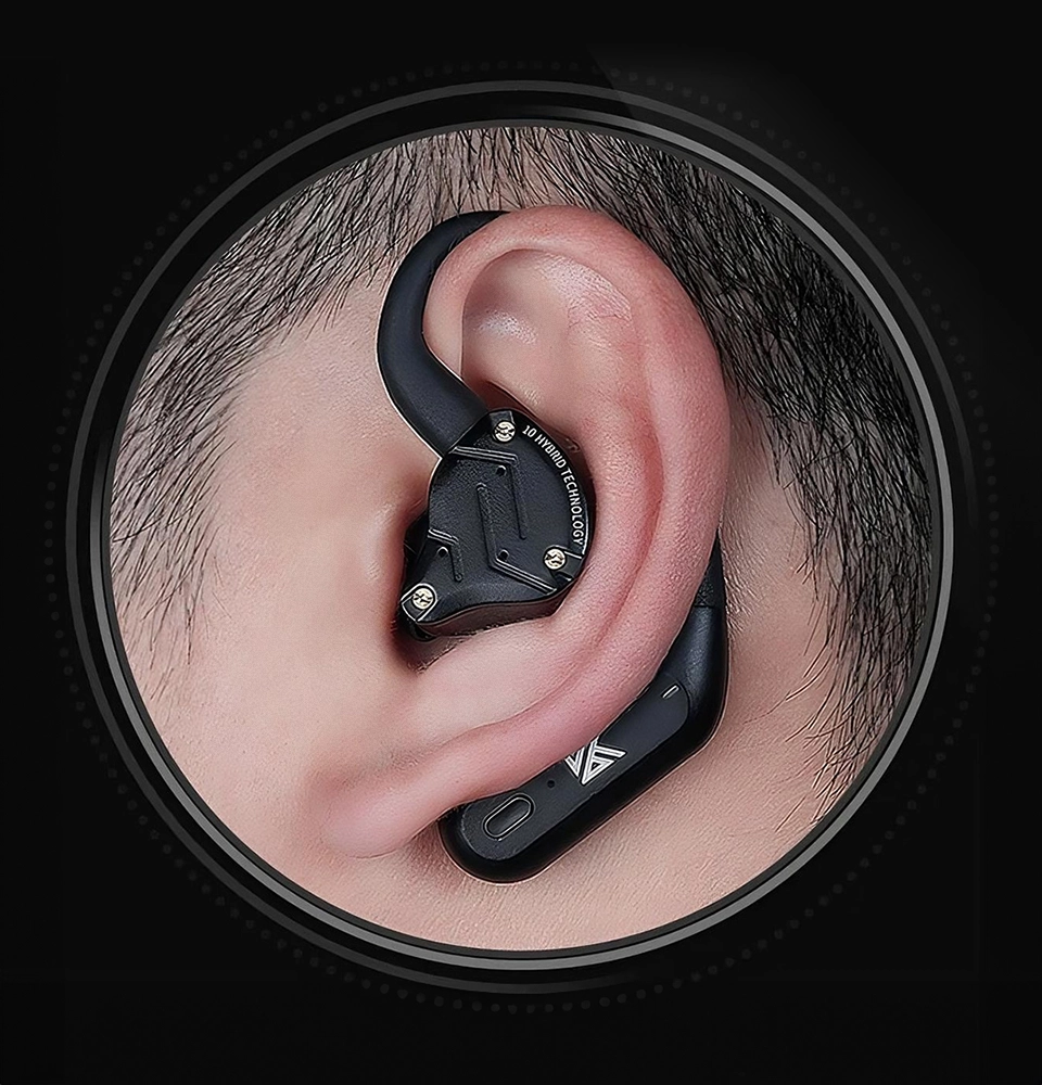 KZ XZ10 connected to earphone in man's ear