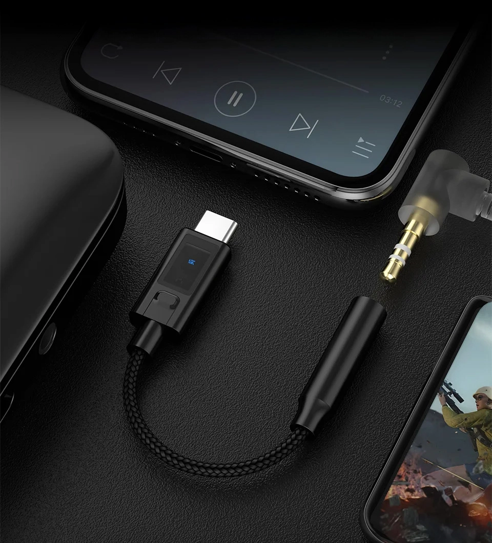 KZ AM02 audio adapter in use
