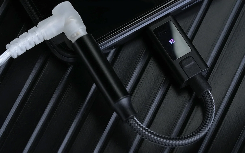 KZ AM02 portable DAC connected to phone