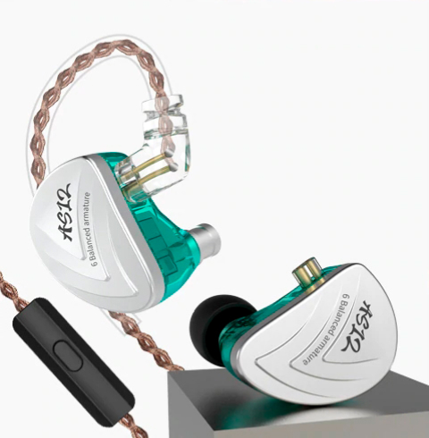 KZ AS12 Earphone With Mic Cyan