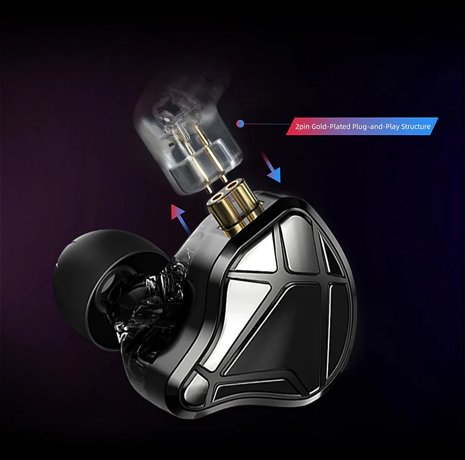 KZ Axas gaming earbuds 2-Pin connector