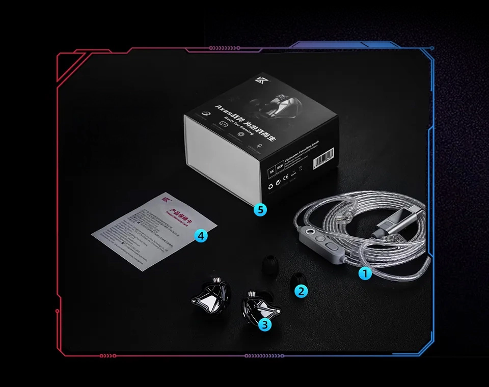 KZ Axas gaming earbuds package