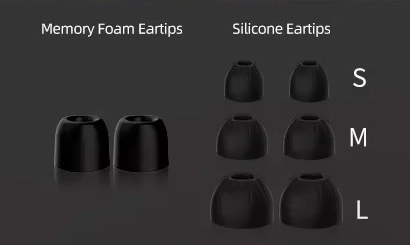 Memory foam eartips and silicone eartips