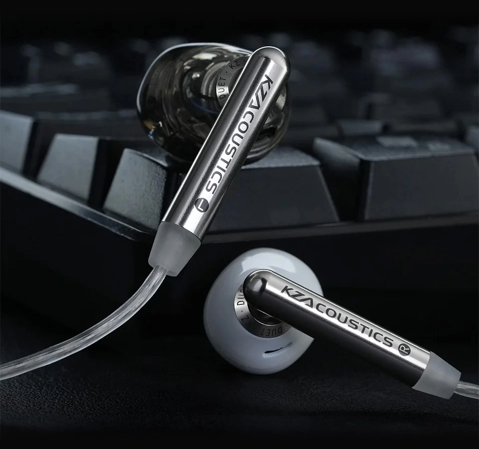 KZ Duet earbuds with keyboard