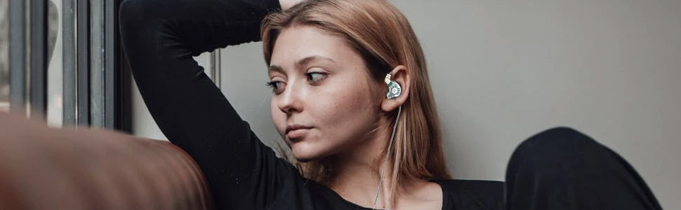 KZ EDS earphone in a woman's ear