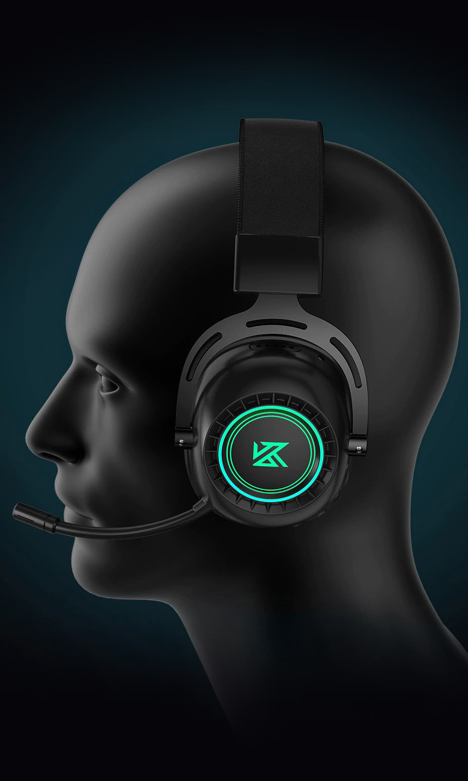 KZ GP20 headphones on a head