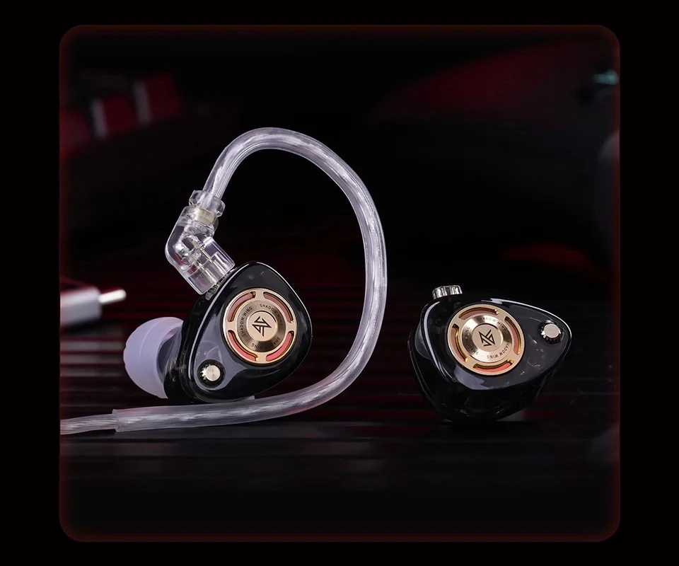 KZ Shadow Wing Black IEMs with Clear Cable