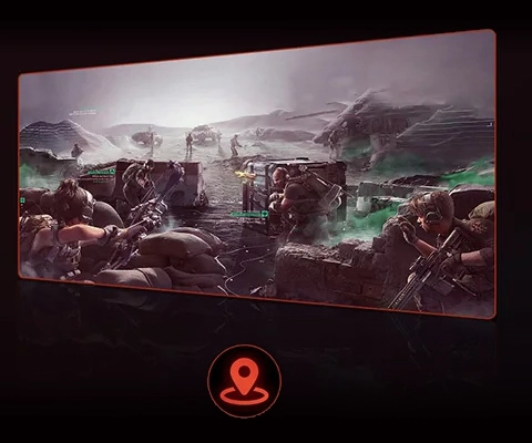 FPS Team Battle Scene with Positioning Icon