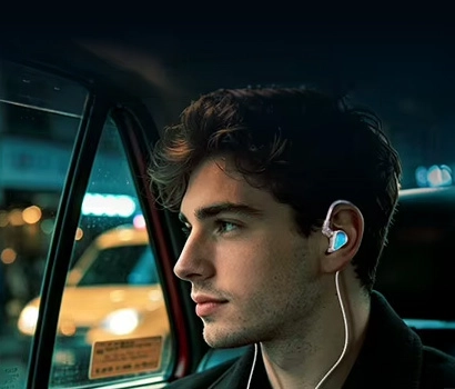 Man listening to KZ Sheen while commuting