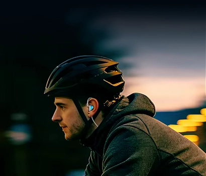 Man cycling with KZ Sheen earphones