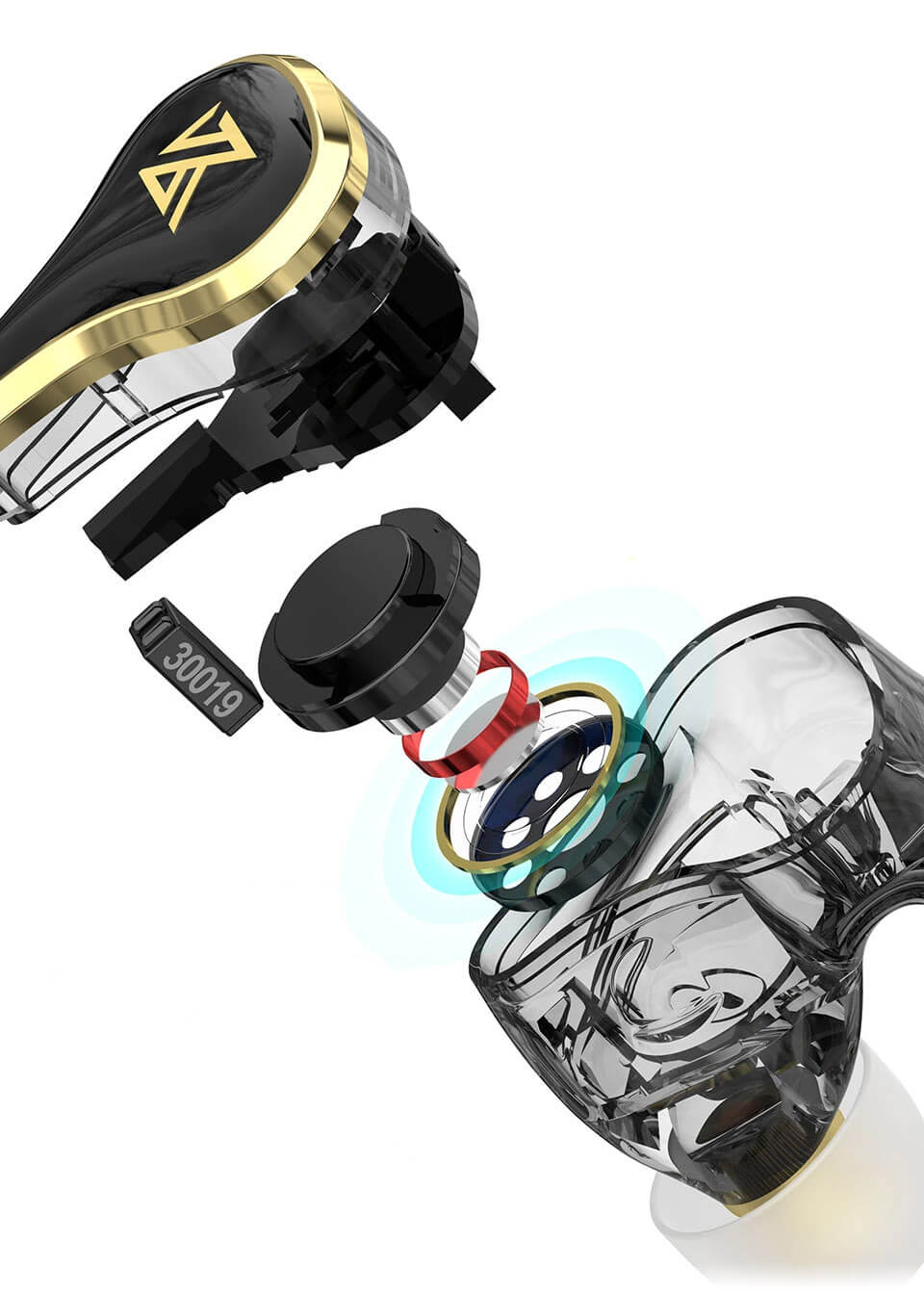 Internal structure of the KZ SK10 Pro earphone