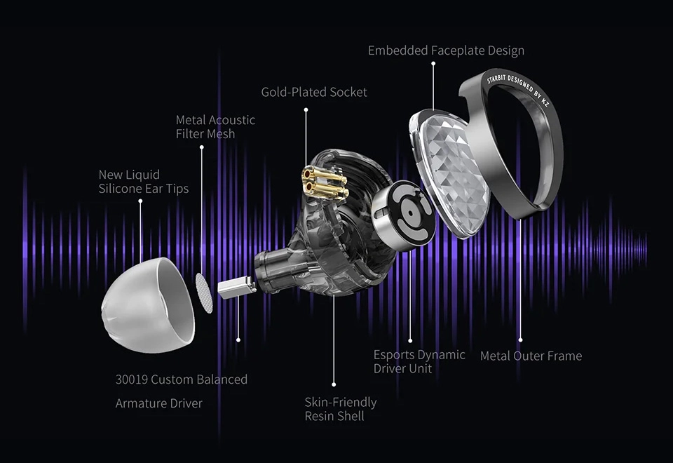 KZ Starbit earphone components exploded view
