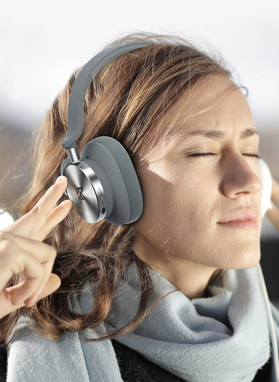 Woman listening to music with KZ T10 headphones
