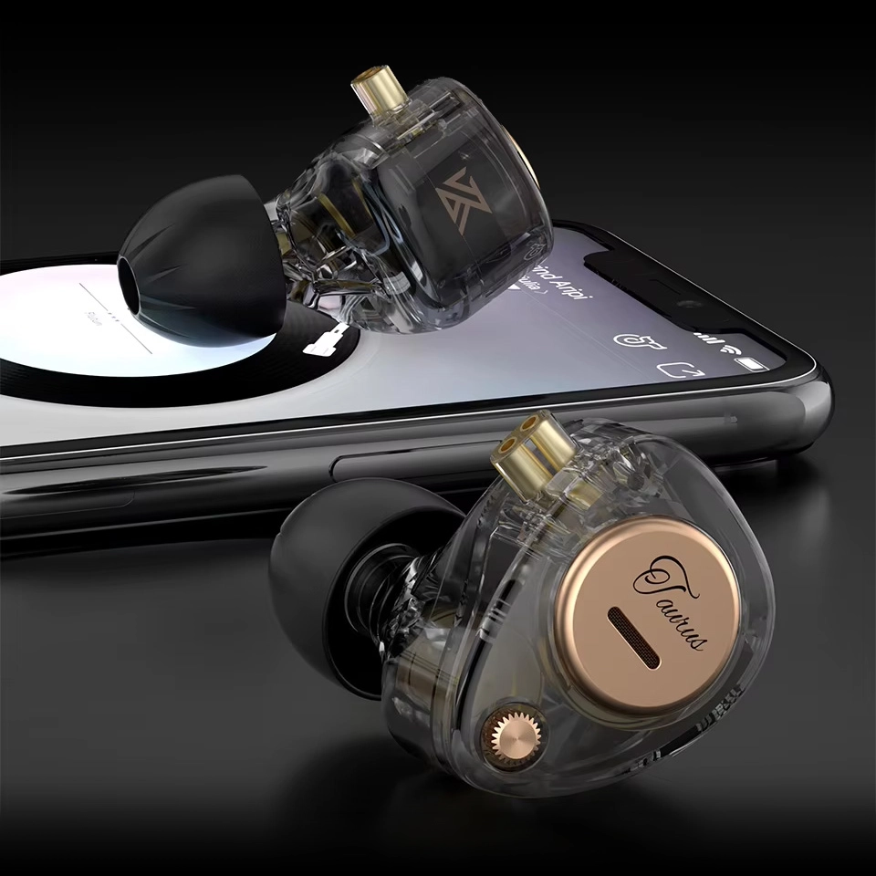 KZ Taurus earphones next to smartphone