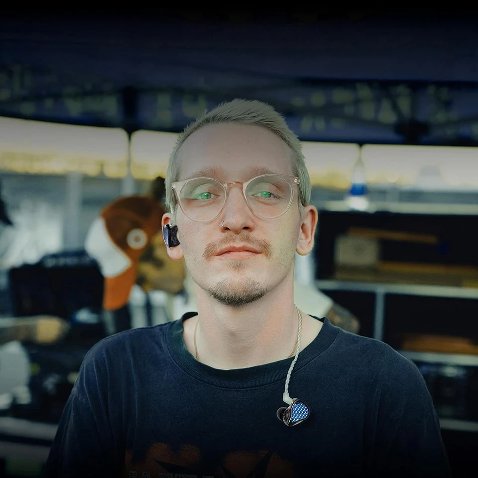 KZ ZAS Pro worn by musician
