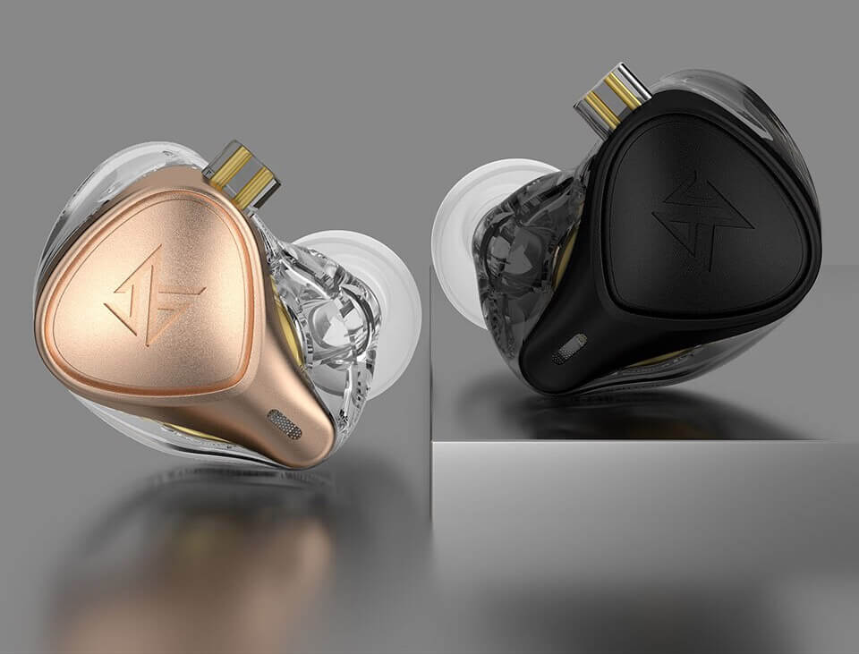 KZ ZEX Pro gold and black earphones