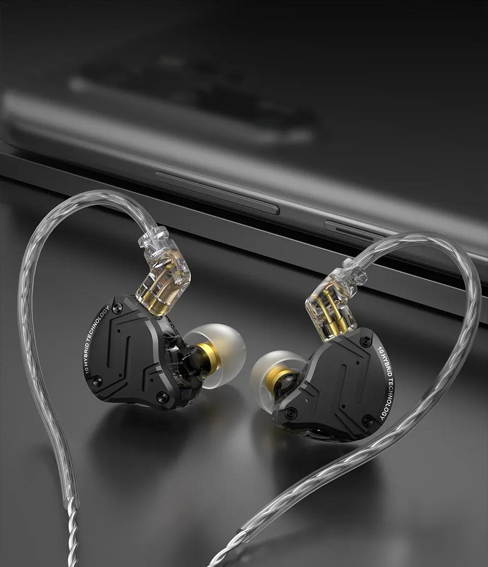 KZ ZS10 PRO X in Ear Monitors Upgrade Version 4BA+1DD 5 Driver IEM  Earphones HiFi Metal Wired Earbuds (with Mic,Black) : Electronics 