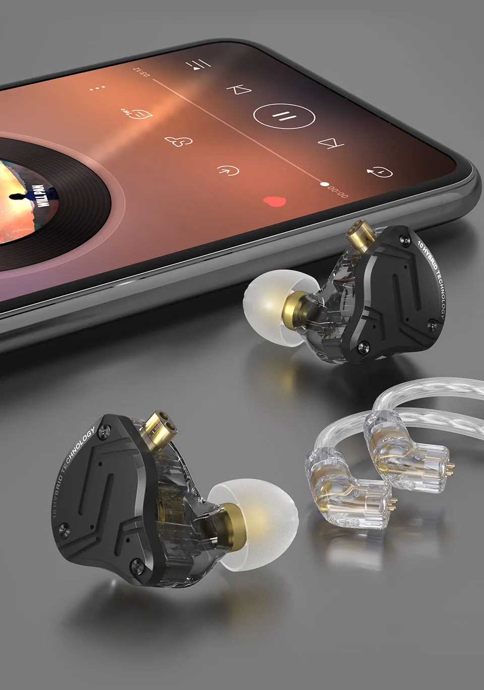 KZ ZS10 PRO X Upgraded 1DD+4BA Hybrid Driver HiFi IEMs In-Ear Monitors —  HiFiGo